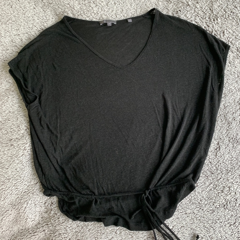 black vince top with tie